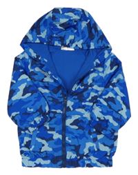 Modrá army šušťáková jesenná bunda s kapucňou Ergee