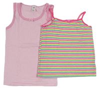2x Farebná pruhovaná trblietavá košilka + Ružovo-biela pruhovaná košieľka  Topolino