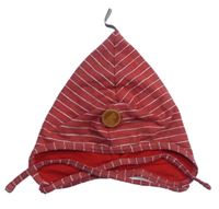 Červeno-biela pruhovaná čapica s výšivkou