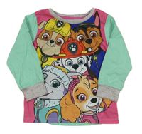 Tmavorůžovo-svetlozelené tričko s Paw Patrol Nickelodeon