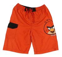 Červené plážové kraťasy s Angry Birds