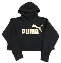 Černá crop mikina s logem a kapucí Puma