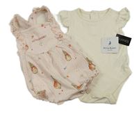 2set - Světlerůžové květované laclové kraťasy s králíky + krémové body - Peter Rabbit Dunnes