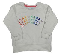 Biela mikina s nápismi a srdiečkami Primark