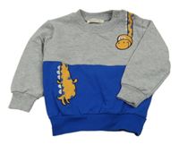 Sivo-zafírová mikina s dinosaurom