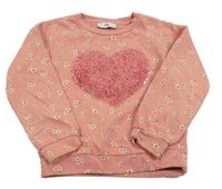 Staroružová kvetovaná mikina so srdcem C&A