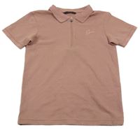 Starorůžové žebrované polo tričko s výšivkou George