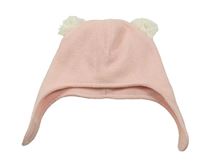 Ružová fleecová čapica s uškami