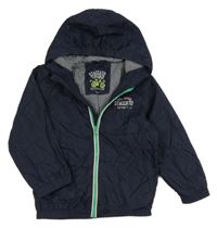 Tmavomodrá šusťáková jarní bunda s nápisem a kapucí Staccato