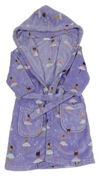Levandulový chlupatý župan s baletkami a kapucí M&S