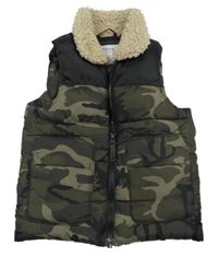 Army-čierna šušťáková zateplená vesta Nutmeg