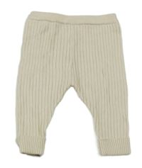 Béžové žebrované pletené tepláky Nutmeg