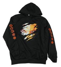 Čierna ľahká mikina s potlačou a kapucňou