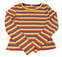 Farebné pruhované rebrované tričko Shein