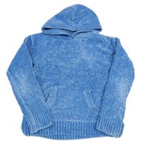 Modrý žinylkový svetr s kapucí C&A