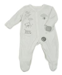 Nové - Biely zamatový overal s medvěďom a mraky Nutmeg