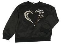 Čierna mikina so srdcem s motýly