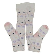 Bílé vzorované punčocháče