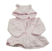 Světlerůžová puntíkatá fleecová podšitá propínací mikina s kapucí H&M