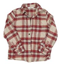 Béžovo-červeno-modrá kockovaná flanelová košeľa M&S