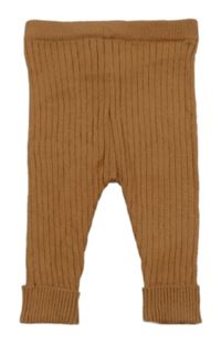 Hnedé rebrované pletené tepláky Nutmeg