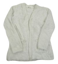 Biely chlpatý svetrový cardigán H&M