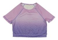 Růžovo-lila ombré športové crop tričko s leopardím vzorom Shein