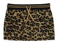 Hnedo-čierna plyšová chino sukňa s leopardím vzorom Europe Kids