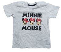 Sivé melírované tričko s nápisom a Minnie zn. Disney