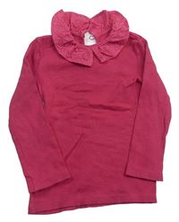 Ružové rebrované tričko s madeirovým golierom F&F
