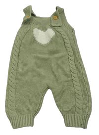 Khaki pletené na traké nohavice so srdcem