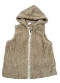 Hnedá chlpatá prepínaci vesta s kapucňou Shein