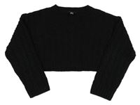 Čierny vzorovaný crop sveter New Look