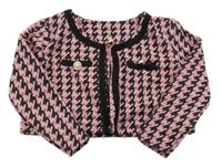 Ružovo-čierne vzorované bolerko s gombíky