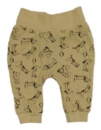 Béžové rebrované ľahké tepláky s pejsky Ergee