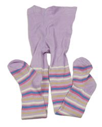Lila-ružovo-modré pruhované pančuchy