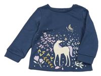 Tmavomodrá vzorovaná mikina s jednorožcom Tu