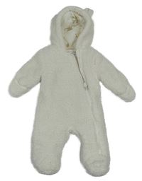 Biela huňatá podšitá kombinéza s kapucňou Primark