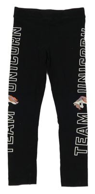 Černé legíny s nápisem a jednorožcem H&M