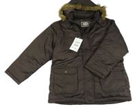 Nové - tmavohnědá šusťáková zimní bunda s kapucí s kožešinou Cherokee