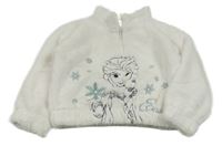 Bílá kožešinová crop mikina s Elsou Disney