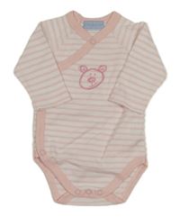 Bielo-ružové pruhované zavinovací body s medvěďom