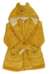 Okrový plyšový župan s kapucí - medvídek Pú C&A