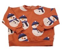 Tehlová oversize mikina so sněhuláky Zara