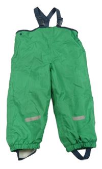 Zelené šusťákové podšité laclové kalhoty Pocopiano