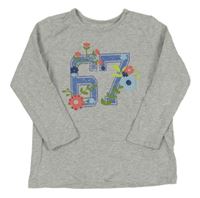 Šedé melírované triko s číslem Tchibo