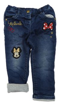 Tmavomodré podšité skinny rifle s Minnie C&A