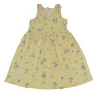Žlté kvetované bavlnené šaty H&M