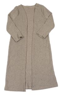 Béžový rebrovaný úpletový cardigan shein