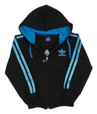 Čierno-modrá prepínaci mikina s logom a kapucí - Adidas